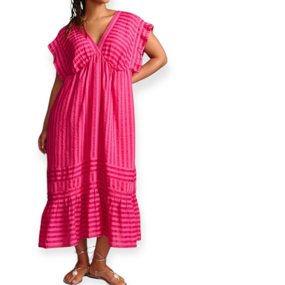Anthropologie Pink Flutter Sleeve Dress - Picture 12 of 13
